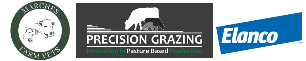 Company logos of Marches Farm Vets, Precision Grazing and Elanco